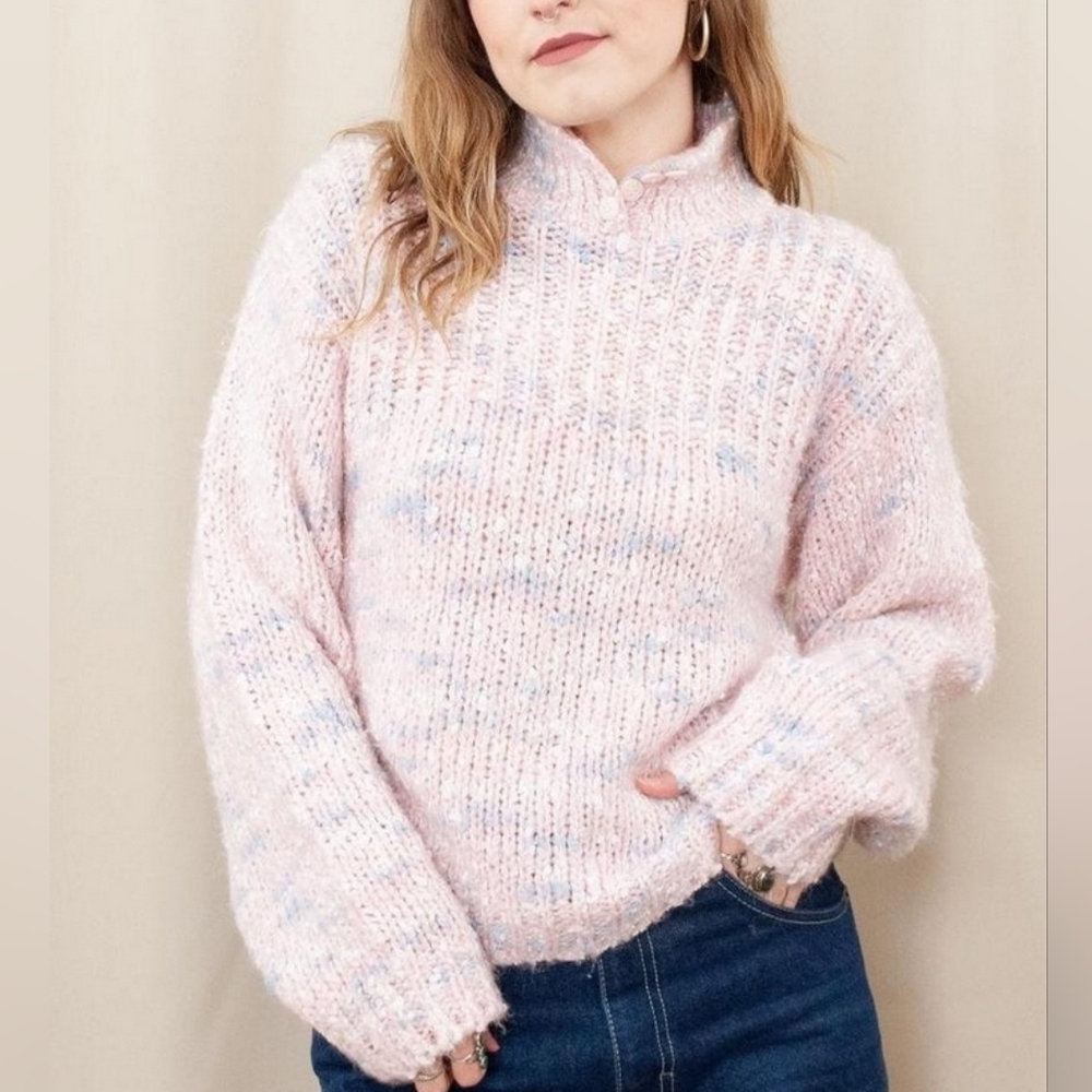 80s Pink Flecked Sweater Nuovo Industriale Size Large